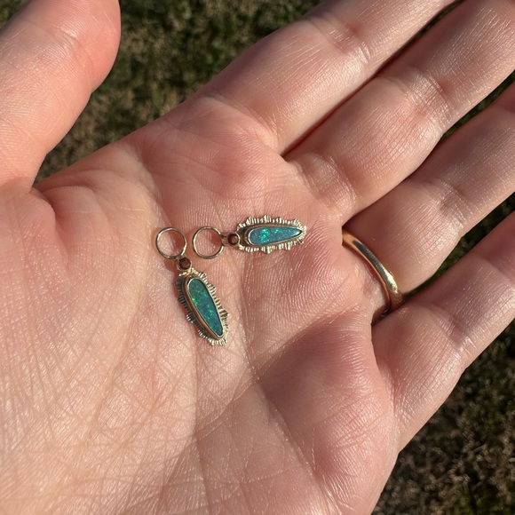 10k custom one of a kind opal and citrine hoop charms - Picture 7 of 10